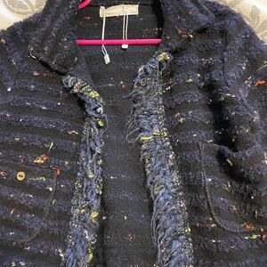 Zara Kids Navy Tweed Sweater with Colorful Accents - never worn